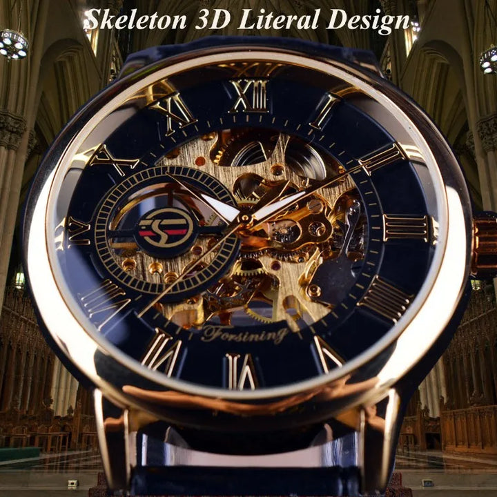 Luxury Mechanical Watch in Black or Gold 3D