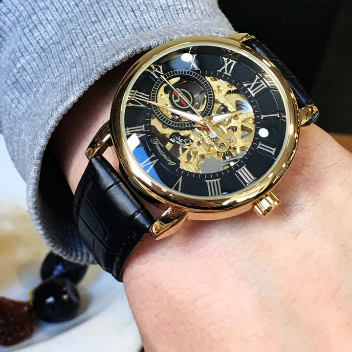 Luxury Mechanical Watch in Black or Gold 3D