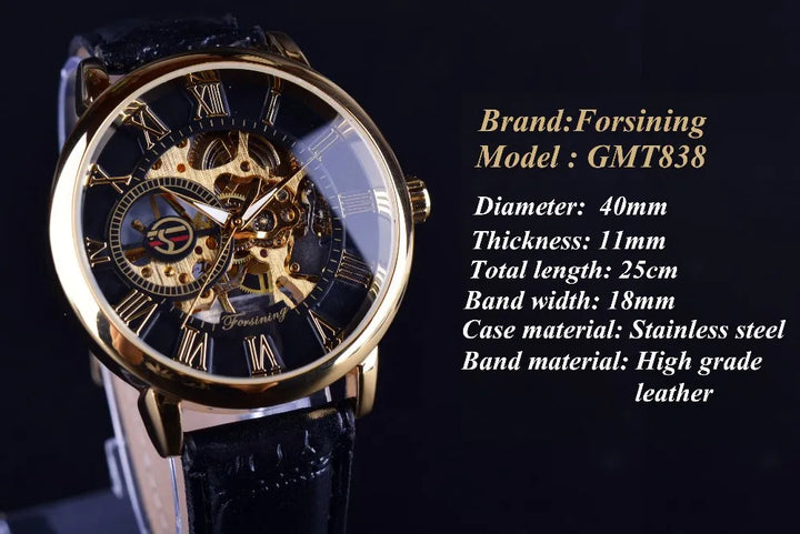 Luxury Mechanical Watch in Black or Gold 3D