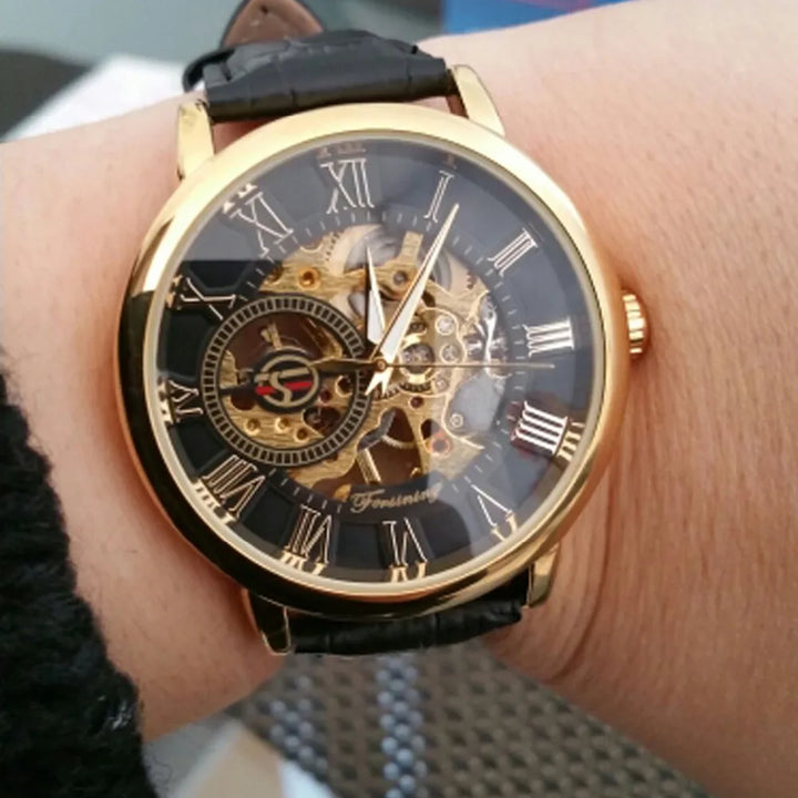 Luxury Mechanical Watch in Black or Gold 3D